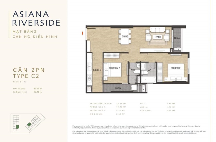 Thiết kế căn hộ Asiana Riverside Quận 7 của Gotec Land