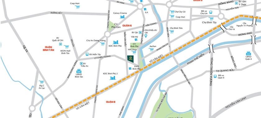 Địa chỉ vị trí dự án Asiana Quận 6 tại số 184 đường Trần Văn Kiểu