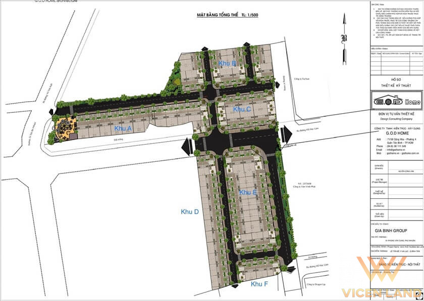 Quy hoạch mặt bằng chi tiết 1/500 dự án Nhà phố đất nền Eco Luxury Bình tân