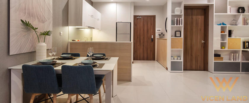 Phòng bếp và phòng ăn được thiết kế mở liên thông giúp tiết kiệm diện tích