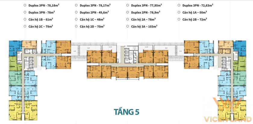 Sơ đồ mặt bằng tầng 5 của dự án khu chung cư Quận 10 Kingdom 101