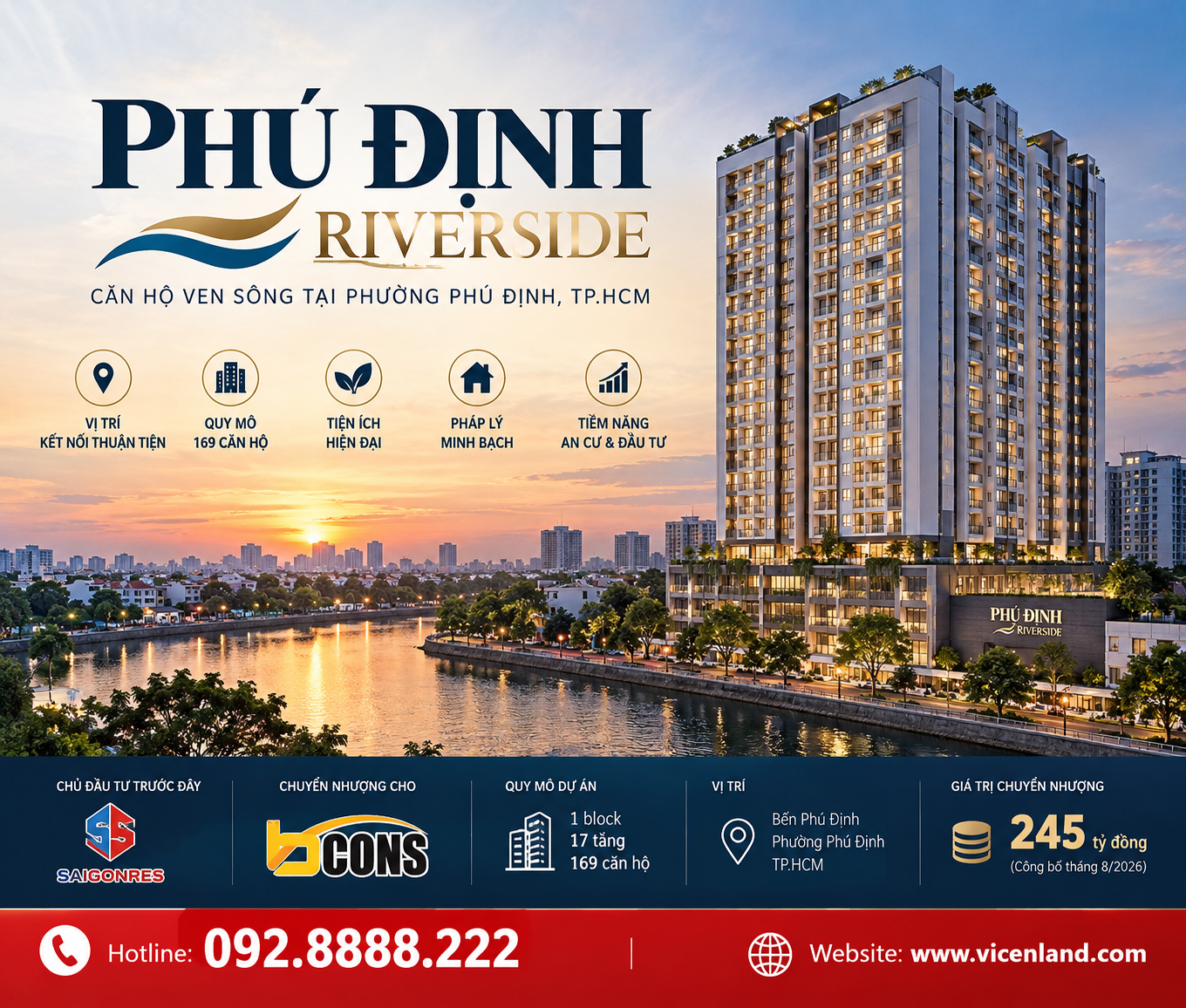 Thông tin dự án Phú Định Riverside của chủ đầu tư Bcons