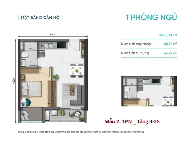 Thiết kế căn hộ Studio 31m2 dự án D-Aqua Bến Bình Đông