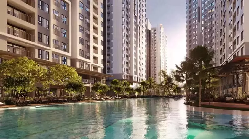 Hồ bơi tràn bờ tại khu căn hộ West Gate