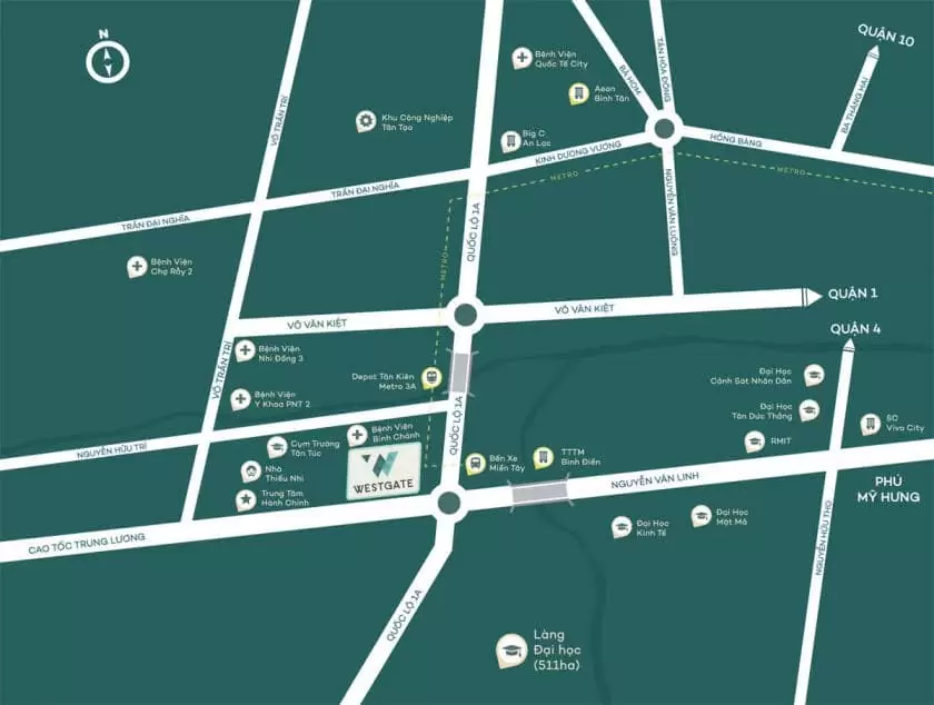 Khu căn hộ West Gate nằm ngay trung tâm hành chính phía Tây Sài Gòn