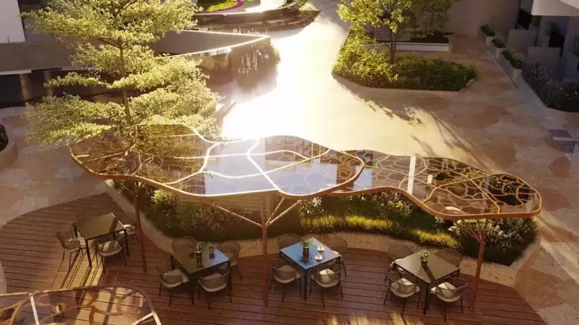 Khu cà phê tại dự án West Gate Park được thiết kế gần gũi với thiên nhiên